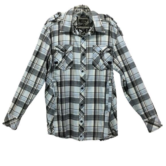 BKE Buckle Black Label Shirt Men's Large Slim Fit Snap Plaid Long Sleeve Graphic - Picture 10 of 12